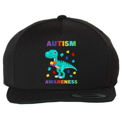 Dinosaur Colorful Puzzle Autism Awareness Wool Snapback Cap