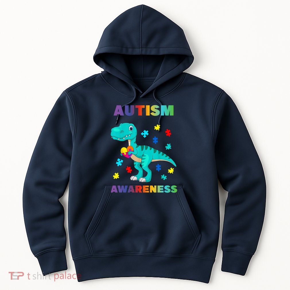 Dinosaur Colorful Puzzle Autism Awareness Hoodie