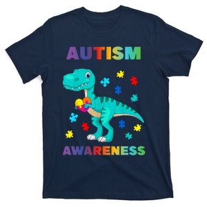 Dinosaur Colorful Puzzle Autism Awareness T-Shirt