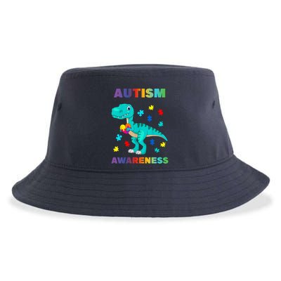 Dinosaur Colorful Puzzle Autism Awareness Sustainable Bucket Hat