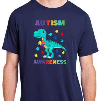 Dinosaur Colorful Puzzle Autism Awareness Adult ChromaSoft Performance T-Shirt