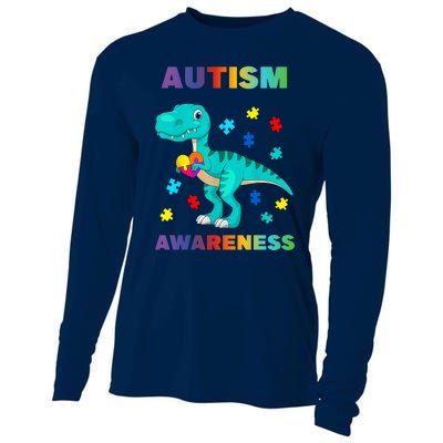 Dinosaur Colorful Puzzle Autism Awareness Cooling Performance Long Sleeve Crew