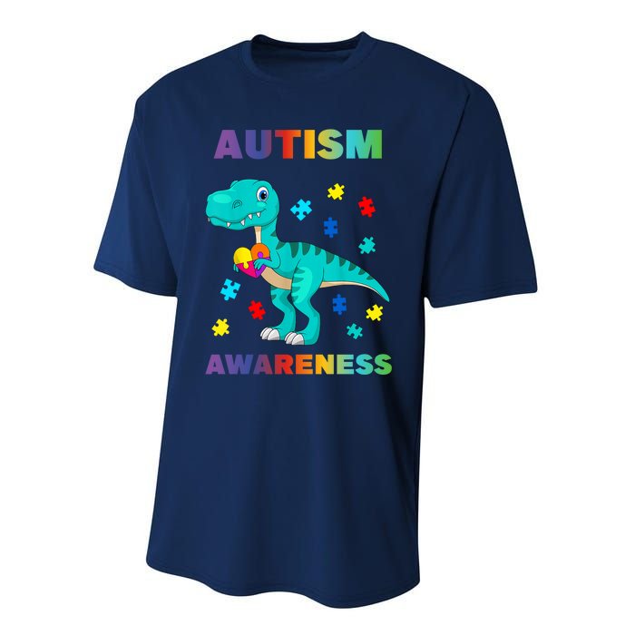 Dinosaur Colorful Puzzle Autism Awareness Performance Sprint T-Shirt