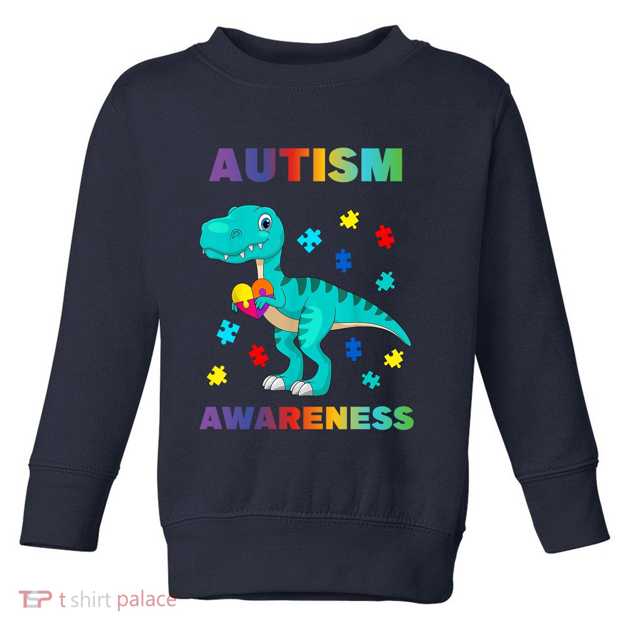 Dinosaur Colorful Puzzle Autism Awareness Toddler Sweatshirt