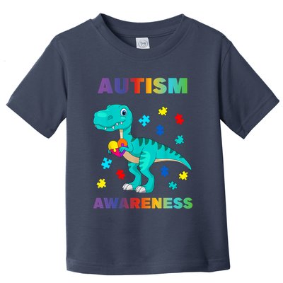 Dinosaur Colorful Puzzle Autism Awareness Toddler T-Shirt