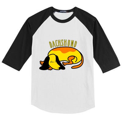 Dachshund Cute Puppy Dog Doggy Lover Gift Kids Colorblock Raglan Jersey