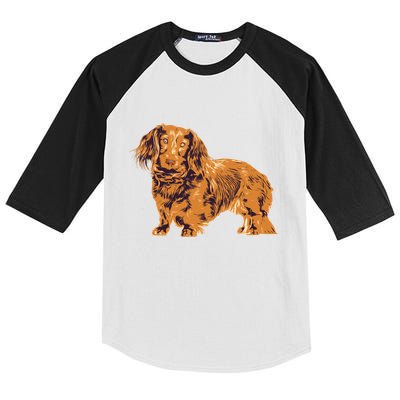 Dachshund Cute Puppy Dog Doggy Lover Gift Kids Colorblock Raglan Jersey