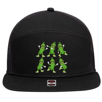 Dabbing Cucumber Pickle Dancing Wearing Sunglasses Dab Dance 7 Panel Mesh Trucker Snapback Hat