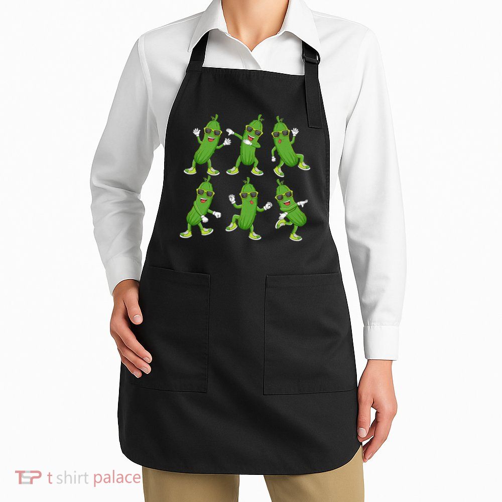 Dabbing Cucumber Pickle Dancing Wearing Sunglasses Dab Dance Apron