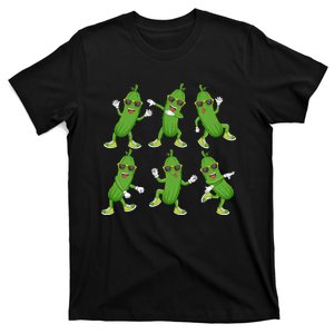 Dabbing Cucumber Pickle Dancing Wearing Sunglasses Dab Dance T-Shirt