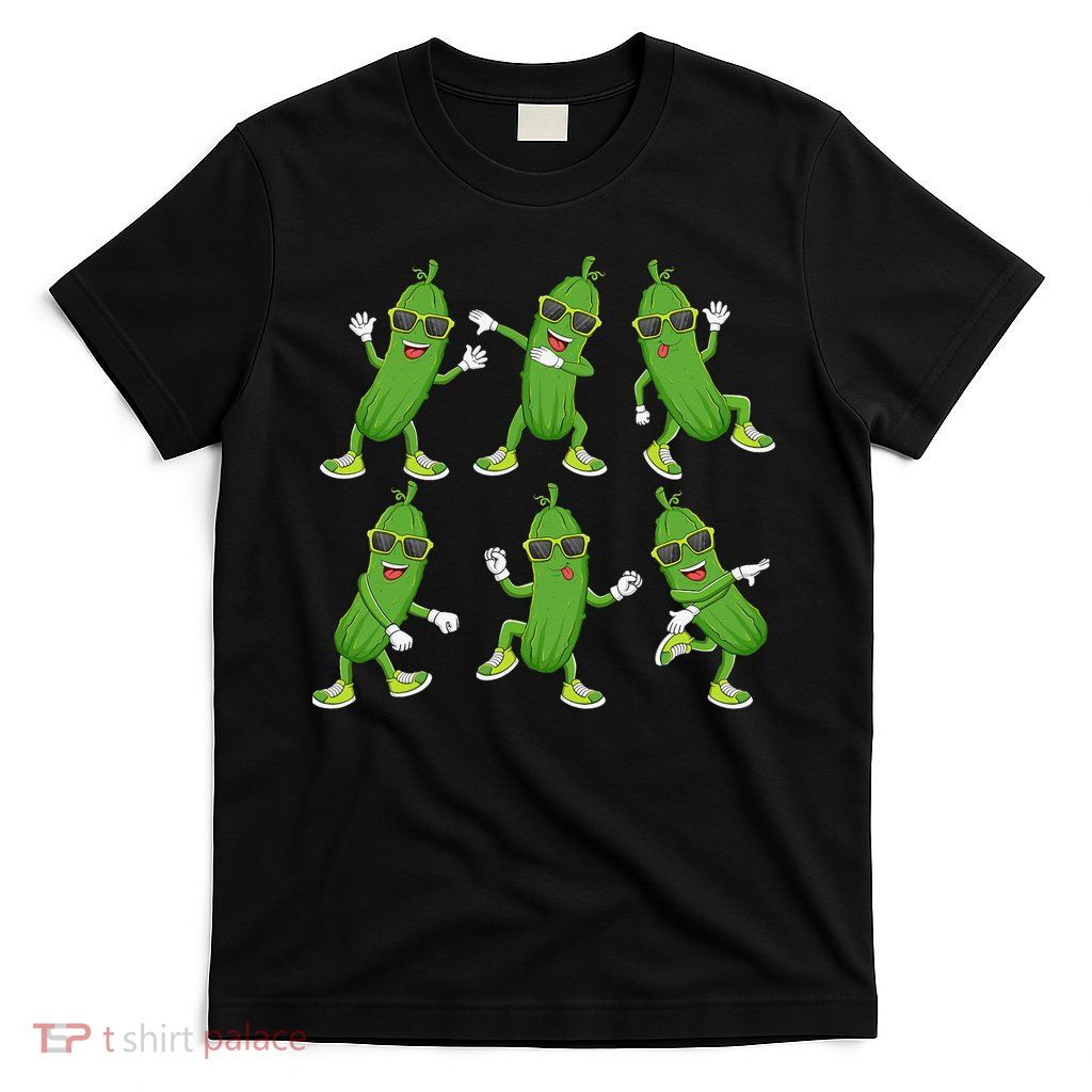 Dabbing Cucumber Pickle Dancing Wearing Sunglasses Dab Dance T-Shirt