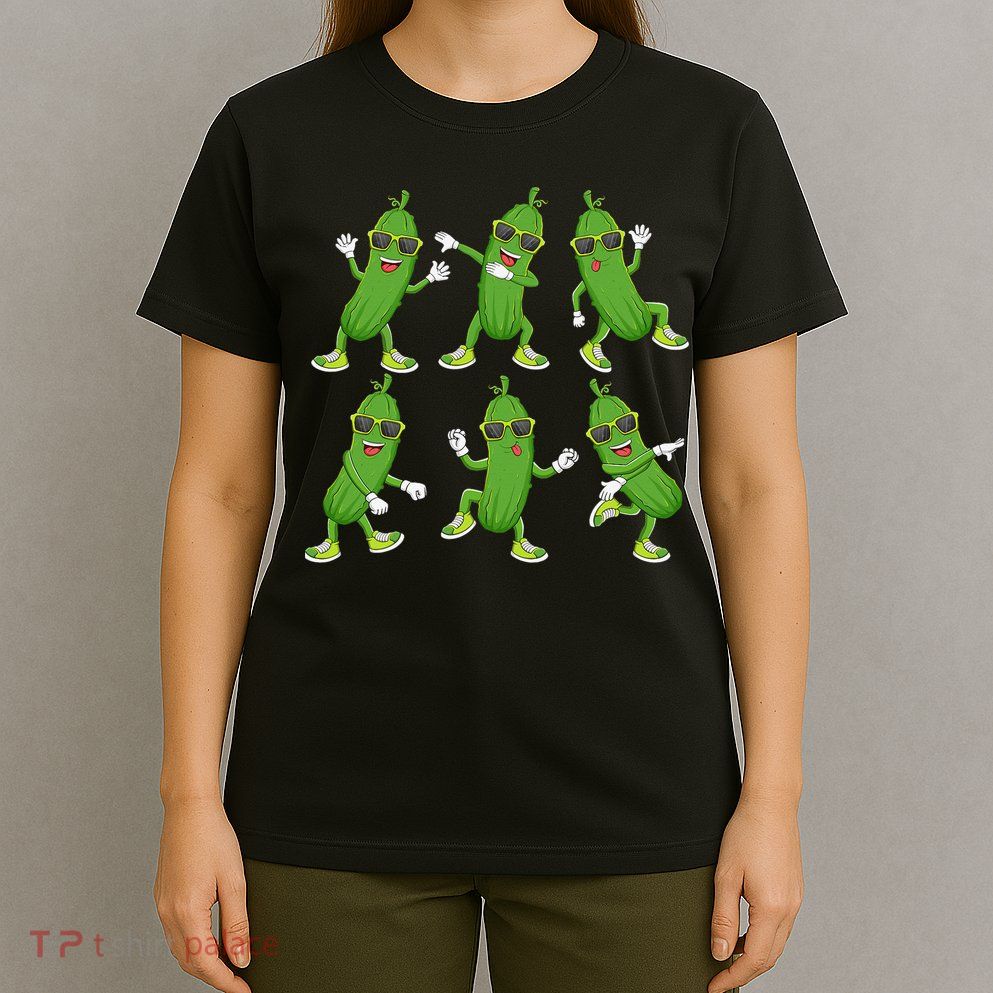 Dabbing Cucumber Pickle Dancing Wearing Sunglasses Dab Dance T-Shirt