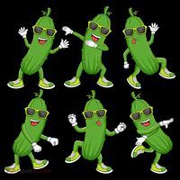 Dabbing Cucumber Pickle Dancing Wearing Sunglasses Dab Dance Sustainable Bucket Hat
