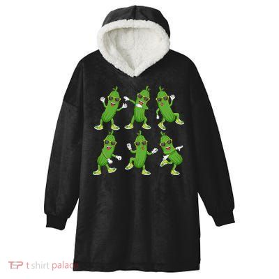 Dabbing Cucumber Pickle Dancing Wearing Sunglasses Dab Dance Hooded Wearable Blanket