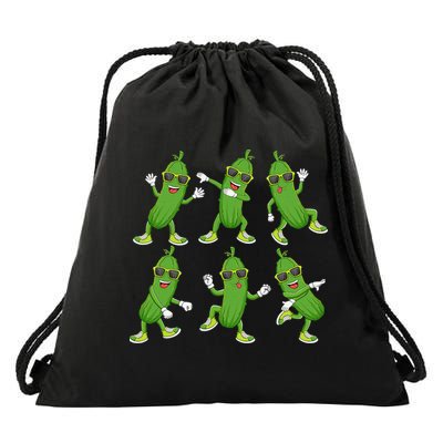 Dabbing Cucumber Pickle Dancing Wearing Sunglasses Dab Dance Drawstring Bag