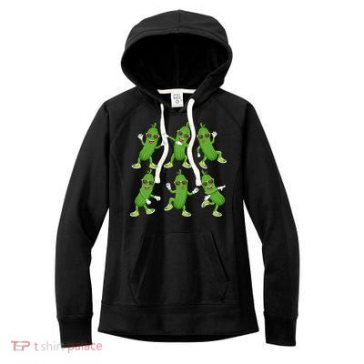 Dabbing Cucumber Pickle Dancing Wearing Sunglasses Dab Dance Women's Fleece Hoodie