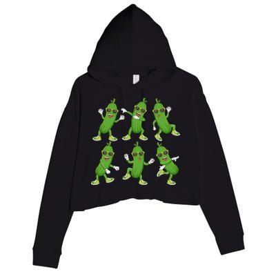 Dabbing Cucumber Pickle Dancing Wearing Sunglasses Dab Dance Crop Fleece Hoodie