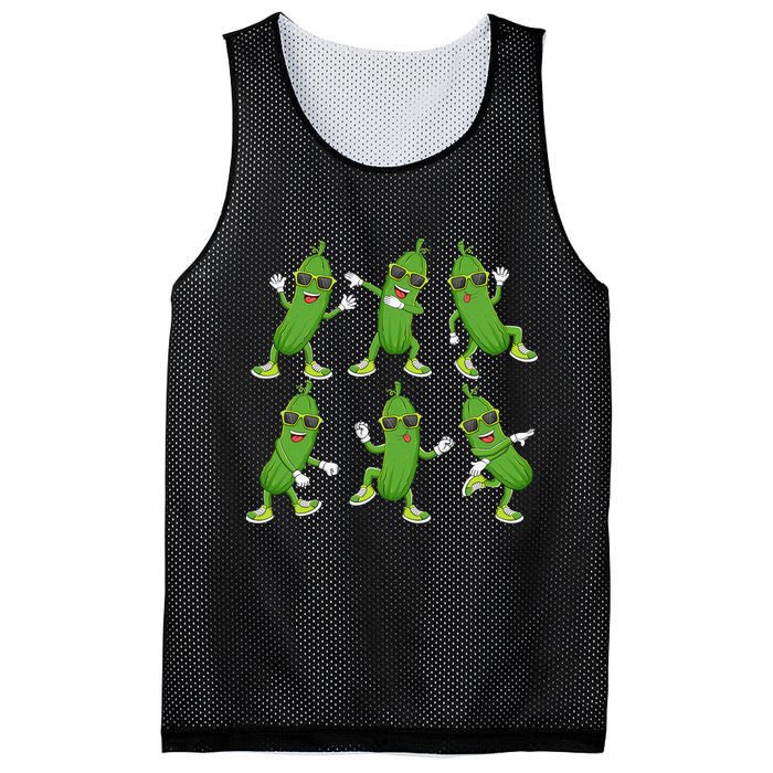 Dabbing Cucumber Pickle Dancing Wearing Sunglasses Dab Dance Mesh Reversible Basketball Jersey Tank