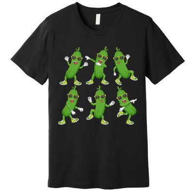 Dabbing Cucumber Pickle Dancing Wearing Sunglasses Dab Dance Premium T-Shirt