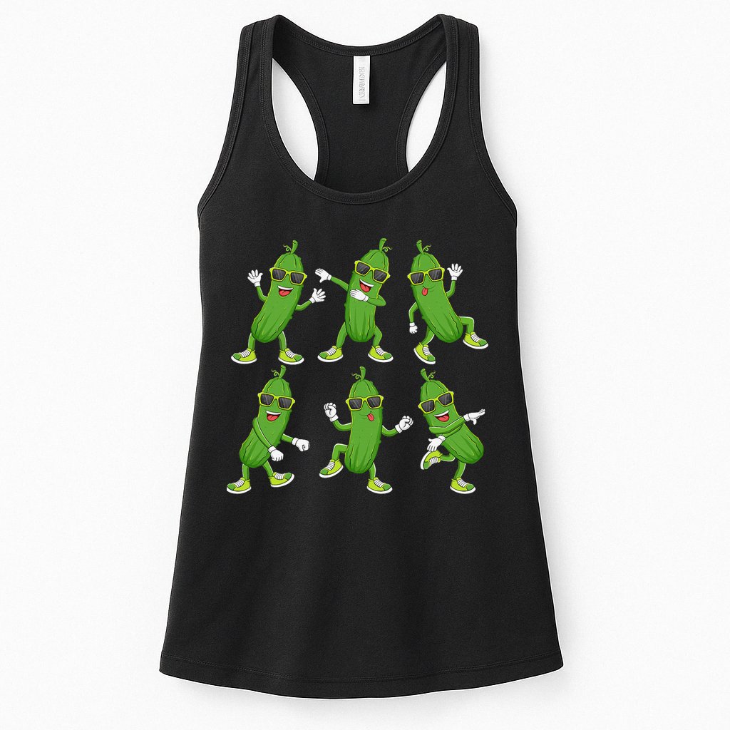 Dabbing Cucumber Pickle Dancing Wearing Sunglasses Dab Dance Womens Tank Top