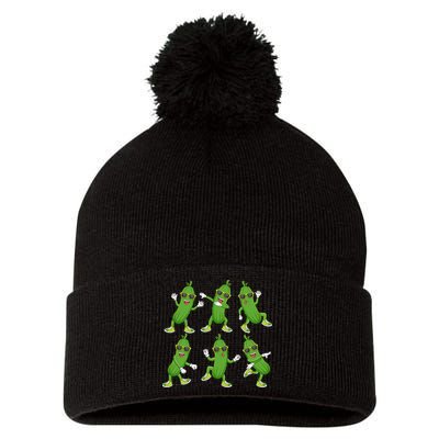 Dabbing Cucumber Pickle Dancing Wearing Sunglasses Dab Dance Pom Pom 12in Knit Beanie