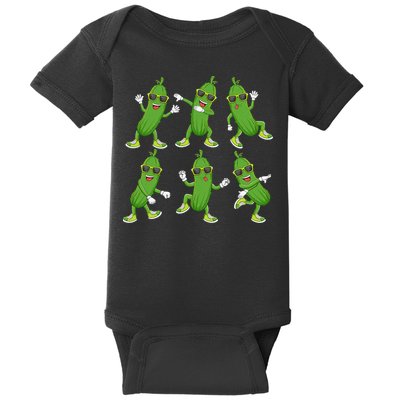 Dabbing Cucumber Pickle Dancing Wearing Sunglasses Dab Dance Baby Bodysuit