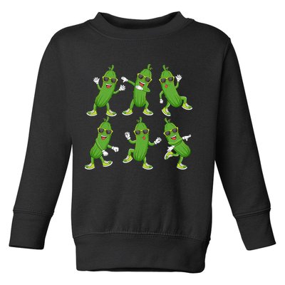 Dabbing Cucumber Pickle Dancing Wearing Sunglasses Dab Dance Toddler Sweatshirt