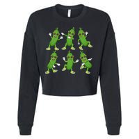 Dabbing Cucumber Pickle Dancing Wearing Sunglasses Dab Dance Cropped Pullover Crew