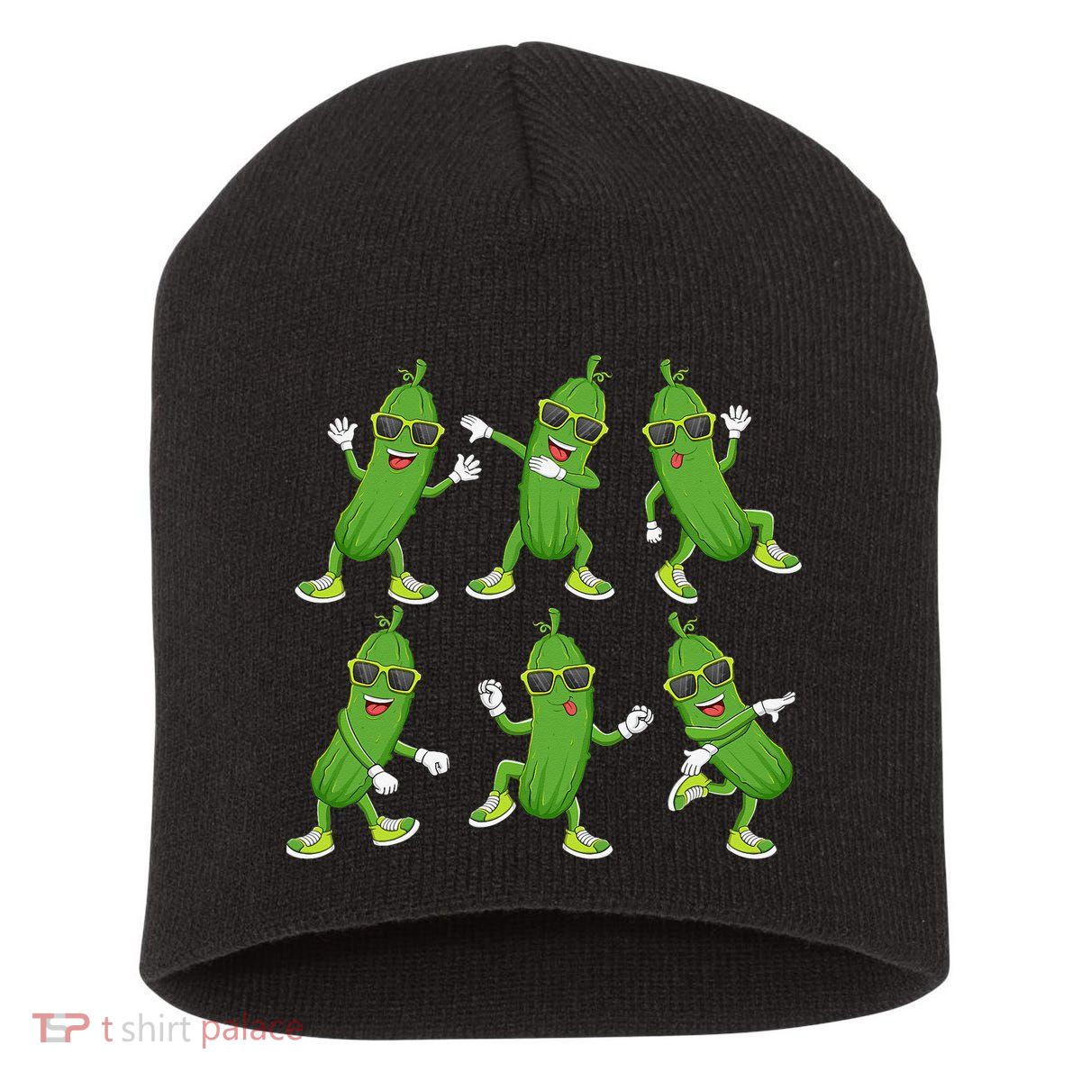 Dabbing Cucumber Pickle Dancing Wearing Sunglasses Dab Dance Short Acrylic Beanie
