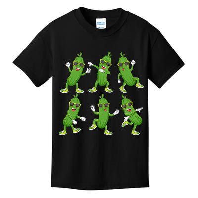 Dabbing Cucumber Pickle Dancing Wearing Sunglasses Dab Dance Kids T-Shirt