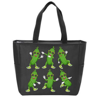 Dabbing Cucumber Pickle Dancing Wearing Sunglasses Dab Dance Zip Tote Bag