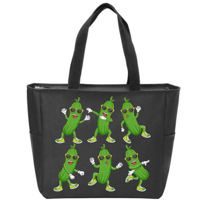 Dabbing Cucumber Pickle Dancing Wearing Sunglasses Dab Dance Zip Tote Bag