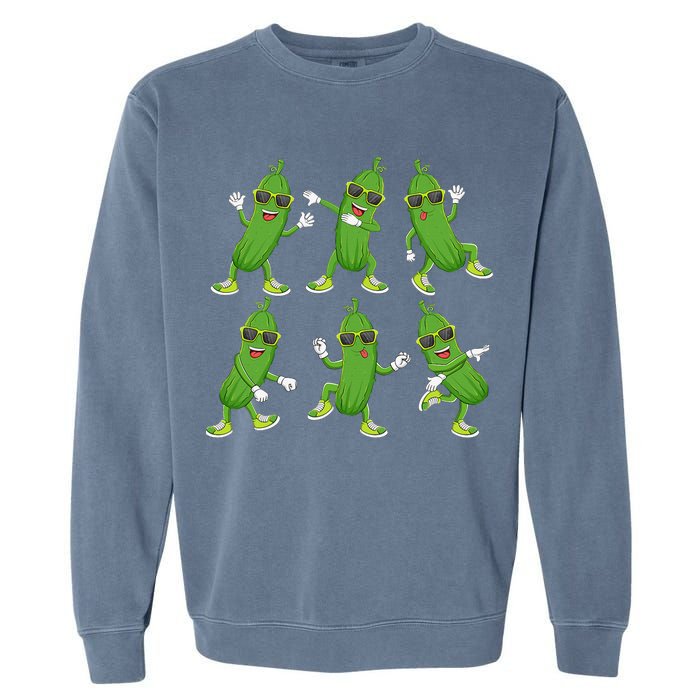 Dabbing Cucumber Pickle Dancing Wearing Sunglasses Dab Dance Garment-Dyed Sweatshirt