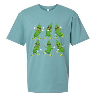 Dabbing Cucumber Pickle Dancing Wearing Sunglasses Dab Dance Sueded Cloud Jersey T-Shirt