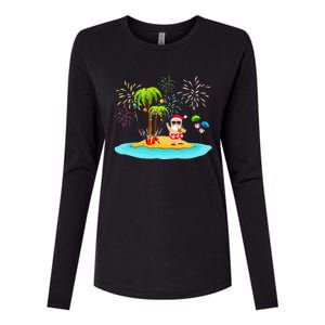 Decorated Christmas Palm Tree Tropical Xmas Coconut Lights Womens Cotton Relaxed Long Sleeve T-Shirt