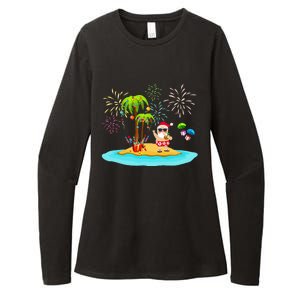 Decorated Christmas Palm Tree Tropical Xmas Coconut Lights Womens CVC Long Sleeve Shirt