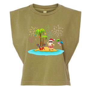 Decorated Christmas Palm Tree Tropical Xmas Coconut Lights Garment-Dyed Women's Muscle Tee