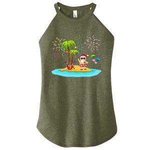 Decorated Christmas Palm Tree Tropical Xmas Coconut Lights Women's Perfect Tri Rocker Tank