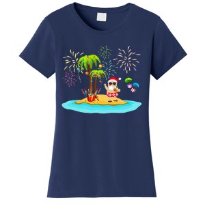 Decorated Christmas Palm Tree Tropical Xmas Coconut Lights Women's T-Shirt