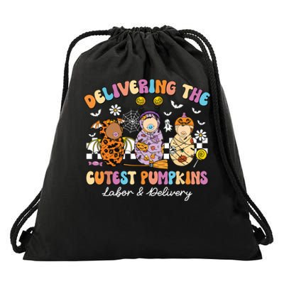 Delivering Cutest Pumpkins Labor Delivery Nurse Halloween Drawstring Bag