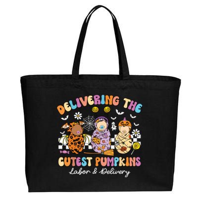 Delivering Cutest Pumpkins Labor Delivery Nurse Halloween Cotton Canvas Jumbo Tote