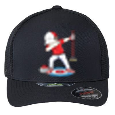 Dabbing Curling Player Curling Rocks Broom Curler Curling Flexfit Unipanel Trucker Cap