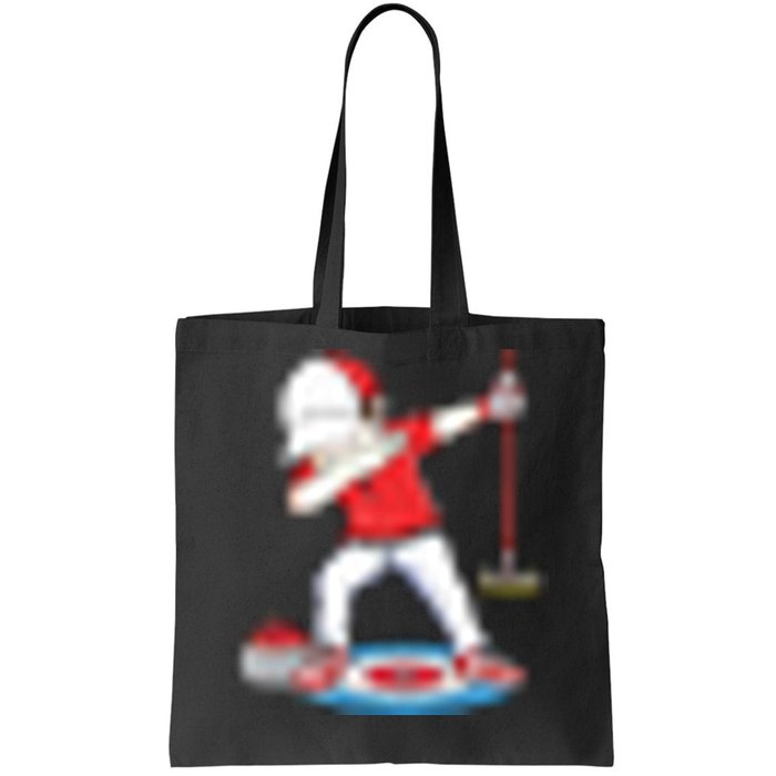 Dabbing Curling Player Curling Rocks Broom Curler Curling Tote Bag