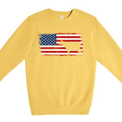 Dairy Cow Patriotic American Flag Vintage Gift Premium Crewneck Sweatshirt