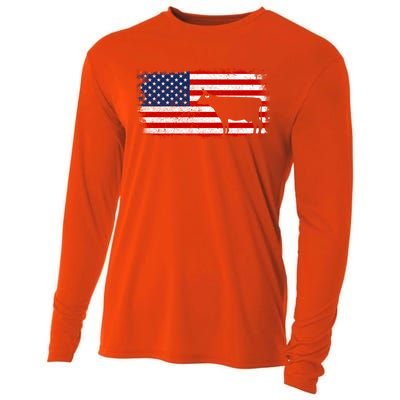 Dairy Cow Patriotic American Flag Vintage Gift Cooling Performance Long Sleeve Crew