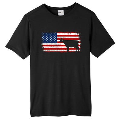 Dairy Cow Patriotic American Flag Vintage Gift Tall Fusion ChromaSoft Performance T-Shirt