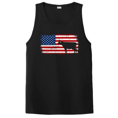 Dairy Cow Patriotic American Flag Vintage Gift PosiCharge Competitor Tank