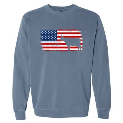 Dairy Cow Patriotic American Flag Vintage Gift Garment-Dyed Sweatshirt