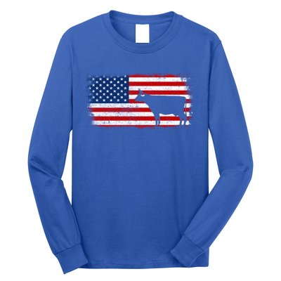 Dairy Cow Patriotic American Flag Vintage Gift Long Sleeve Shirt