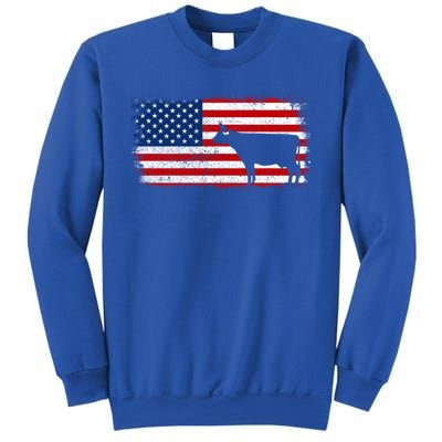 Dairy Cow Patriotic American Flag Vintage Gift Sweatshirt